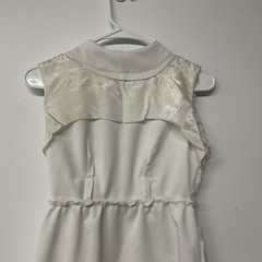 Vintage Women’s White Sleeveless Dress Large Belt Loops With Tie Juniors Size 7