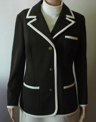 Butte Knit 2 Piece Suit Dress & Jacket Chocolate Brown Jacket White Dress Mock