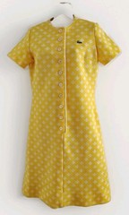 Vintage 60’s David Crystal Lacoste Alligator Dress Yellow Floral Polyester S/M