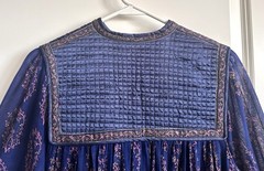 Vintage 70s Phool Style Indian Thin Cotton Blue Purple Dress Boho Hippie Sz M