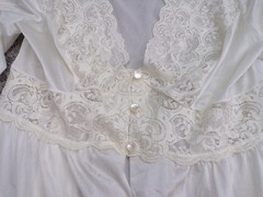 VTG Shadowline Bridal Cream SILKY Nylon Peignoir Robe Nightgown olga esque MED