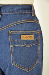 80s Gitano Dark Blue Indigo Cotton High Waist Straight Denim Pants Jeans Women M
