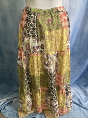 Vtg 90s Y2K White Stag Patchwork Cotton Maxi Skirt Small Tiered Boho Peasant EUC