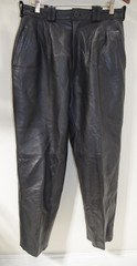 H2 Vintage Black Genuine Fine Leather Pants 30X 28 Pleated – Satin Lining