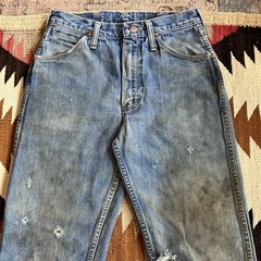 Vintage 1960s Distressed & Repaired Wrangler Denim Jeans Sz 26 x 30