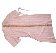 Vintage Striped Shirt Dress 12 1/2 Short Sleeve Pink Blue USA Made Modest