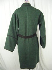 YVES SAINT LAURENT RIVE GAUCHE Vtg 90s Dk Green Blk Wool Belt Coat 40-Bust 46/L