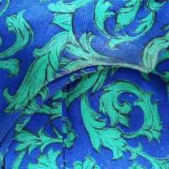 Vintage 60s 70s Blue Green Cotton Weave Dress Helen Whiting B34