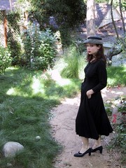 Vtg 40s 50s CEIL CHAPMAN Black Silk Twill Button Full Skirt New Look Dress! S/M