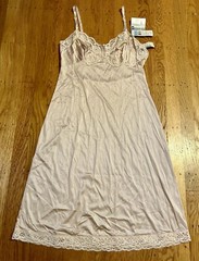 Vtg Vassarette Underneath it all Beige Nude Full Slip Nylon Lace 34 F 24 Inches