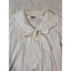 Laura Ashley Vintage 80s White Peter Pan Collar Blouse Puff Sleeve Pintuck Bow