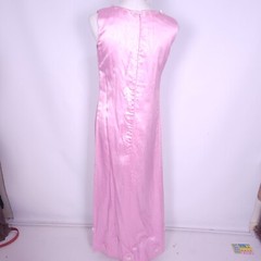Lolly Pink 60s Evening Dress Ladies M Sequin Prom Cocktail Barbie Beaded Mod Vtg