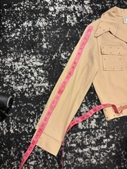 Deadstock Vintage 1970s H Bar C Studded Western 2 Piece Outfit Pant Suit Set Tan