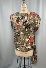 Vintage Top SIZE 14 XL EXTRA LARGE tropical green LADY CAROL 80s 90s rayoN