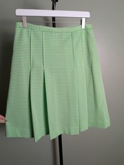 Vintage 1960s Pleated Bright Green Dot High Waisted Skirt