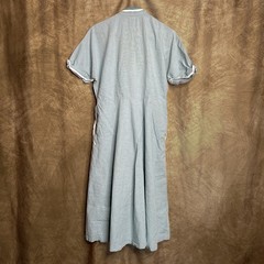 Vintage 60s Toni Todd Blue Shirt Waist Dress Blue Short Sleeve Midi Rhinestone