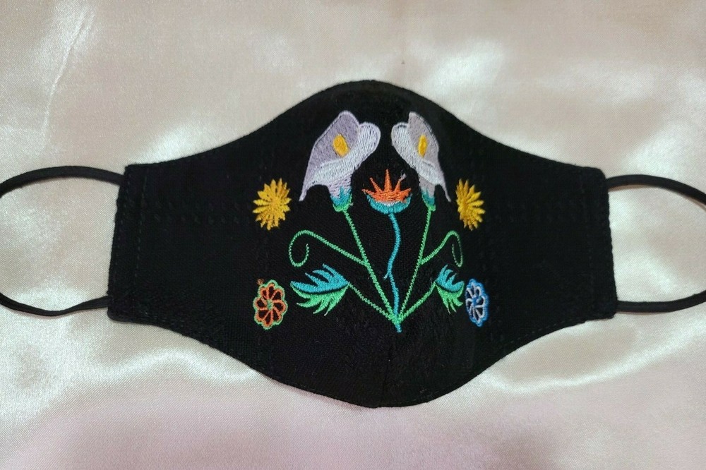 Mexican Embroidered Handmade Face Mask Cubrebocas Artesanal Triple Layer Unisex