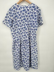 Vintage Susan Bristol A-Line Dress Size Large Blue Floral 100% Cotton Cottage