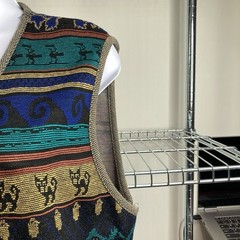 VTG 80s Melrose Knits By Christian De Castelnau Aztec Vest Skirt Set Size S/M
