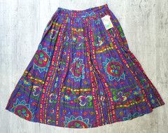 NWT Vintage BLUE CABANA Colorful Cotton Skirt Purple Blue Pink Floral – Size M/L