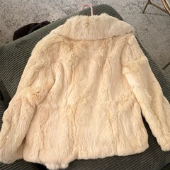 Vintage Dino Ricco Genuine Rabbit Fur Jacket Ivory Women’s Size L Rayon Lining