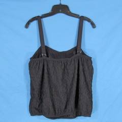 VTG ROBBY LEN Black TEXTURED KNIT Lined ELASTIC TRIM Swim Beach TANKINI TOP 24W