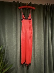 Vintage MCM 70’s Red-orange and Black Full Length Slip Lingerie