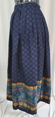 Vintage Michelle Stuart Blue & Black Skirt w Colorful Border Size 8