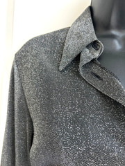 NWT Vintage Bebe Moda 90s Y2K Bebe Moda Silver Lurex Metallic Shirt Small Glam