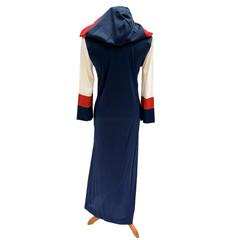 Vtg 70s LeVoys Red White Blue Lounge Dress Zip Hood USA Sporty Glam Chevron RARE