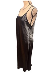 Y2K Vintage Gilligan & O’Malley Maxi Slip Dress Large Black Satin Lace Chemise
