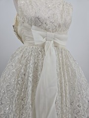 1950s Cupcake Puffy Mini Wedding Dress, Prom , Silver, *broken Metal Zipper XS