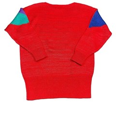 Vintage 1980’s Enfin by Marcia Red Blue Red Nylon Blend Sweater Medium/Large
