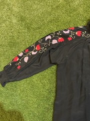 Vintage VTG Jerri Sherman Women’s Silk Black Long Sleeve Blouse Cowgirl Floral