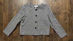 Toni Todd Blazer Women’s Size 12 Short Black White Checkered 4 Button Front VTG