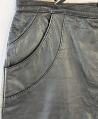 VTG Leather Knee Skirt Black Retro Grunge Women’s Sz M/L (see measurements)