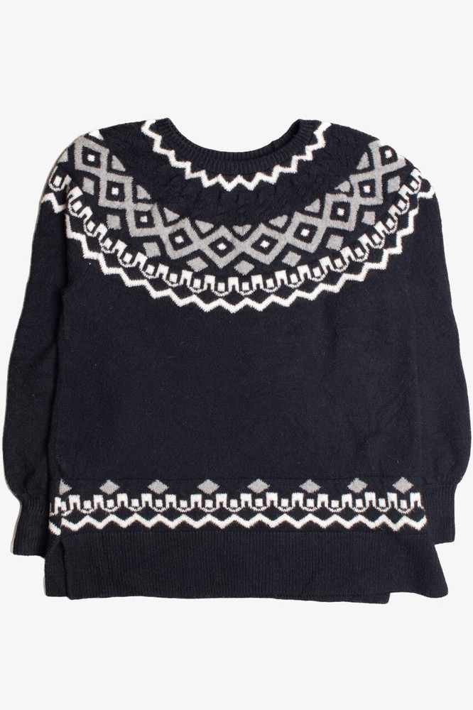 Vintage Loft Black Sweater Small Geometric Scandinavian Pattern