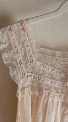 Vintage Blush Lace Nightgown Floral Embroidered Cottage Romantic Lingerie