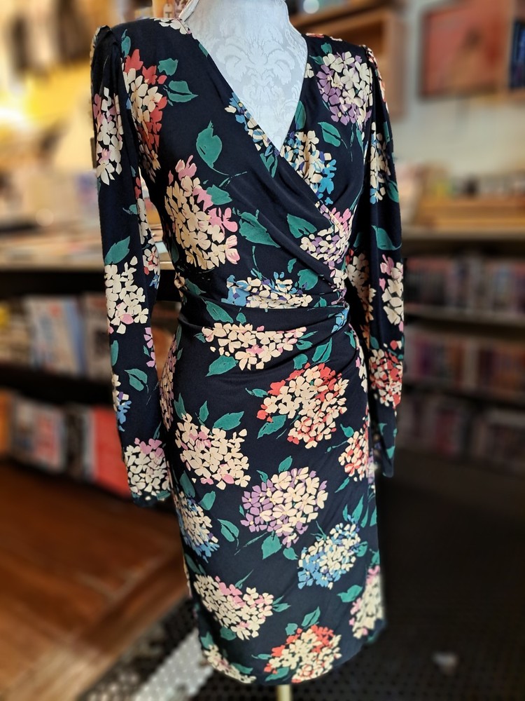 Vintage Designer Ungaro Hydrangea Print Dress | 1980s | Made in Italy | Size XS