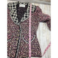 Vintage Adolfo Saks Fifth Avenue 3pc Skirt Suit Set Plaid Tweed Purple Black