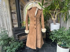 Vintage 1970s Tan Suede Shearling Sheepskin Coat Made in Argentina