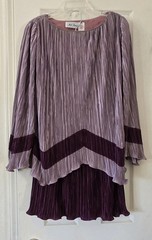 1970s HAL FERMAN Accordian Pleated Blouse & Skirt Set w Dolman Sleeves One Size