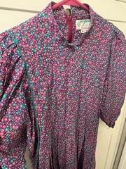 Vintage Belle France Jane Schaffhausen Whimsigoth Floral Rayon Dress Size 12