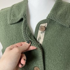 Vintage Woolrich 80s/90s Olive Green 100% Wool Button-Up Vest 🐑🍃
