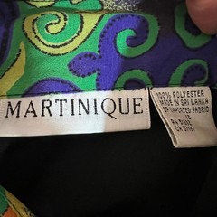 Vintage Martinique Abstract Panel Print Button Front Blouse Art Deco 90s L