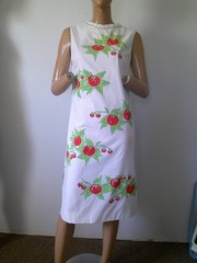 Vtg 60’s VESTED GENTRESS Pop Art Whimsical TOMATO Tomatoes Print Sheath Dress 12