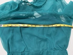 Vintage 70s House Of Bianchi Sheer Chiffon Teal Prairie Cottage Fairy Maxi Dress