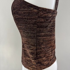 vtg 90s FORMULA X Brown Bronze Copper METALLIC Tank Top Club Delias S USA Y2K