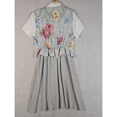 Vintage Special Thyme Ltd 2-in-1 Dress w/ Attached Floral Vest Size 18W Made USA