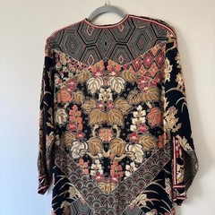 Vintage 1960s / 70s Leonard Paris Dress black orange red geometric floral